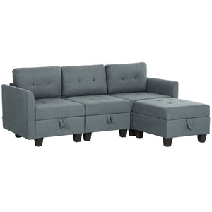DodiOnline 'L' Shape Modular Sofa, with Storage - Dark Grey