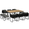 DodiOnline 10 Seater Rattan Cube Outdoor Furniture Set, Rattan Dining Set with Cushions, Outdoor Dining Table and Chairs with 6 Armchairs, 4 Stools, Rectangular Wood Grain Plastic Top Table, Black