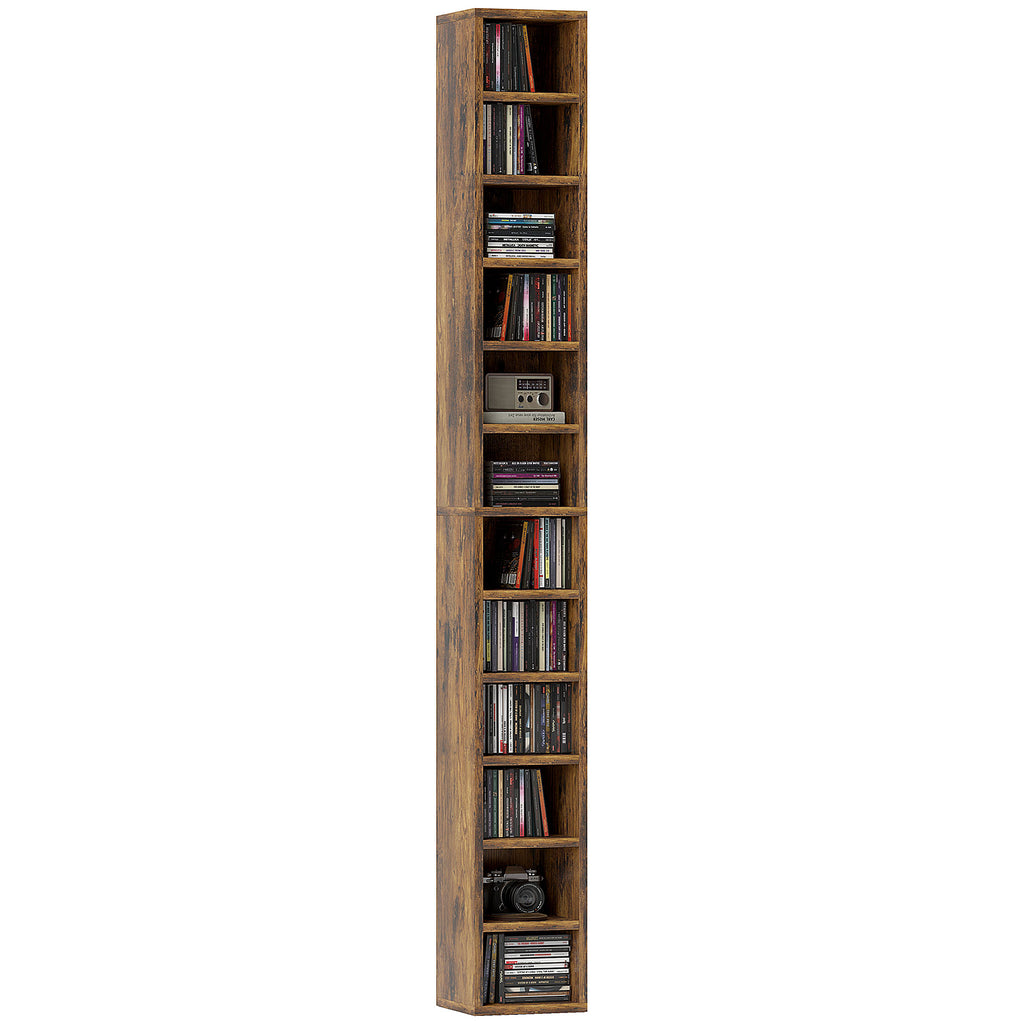 DodiOnline 204 CD Tall Narrow Media Storage Tower - Rustic Brown