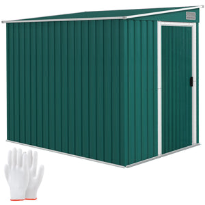 DodiOnline 7 x 5ft Galvanised Metal Shed, with Sliding Door - Green