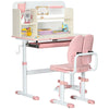 DodiOnline Kids Desk and Chair Set, with Storage Shelves, Washable Cover, for Ages 3-12 Years - Pink