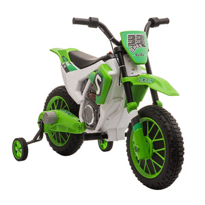 DodiOnline 12V Kids Electric Motorcycle Ride-On, with Training Wheels, for Ages 3-6 Years - Green