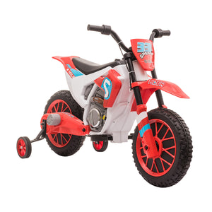DodiOnline 12V Kids Electric Motorcycle Ride-On, with Training Wheels, for Ages 3-6 Years - Red