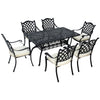 DodiOnline 7 Pieces Aluminium Patio Dining Set with Umbrella Hole Black