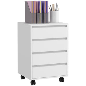 DodiOnline Four-Drawer Office Filing Cabinet, with Wheels - White