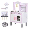 DodiOnline Kids Pretend Kitchen Playset w/ Cooking Toy Accessories - Pink