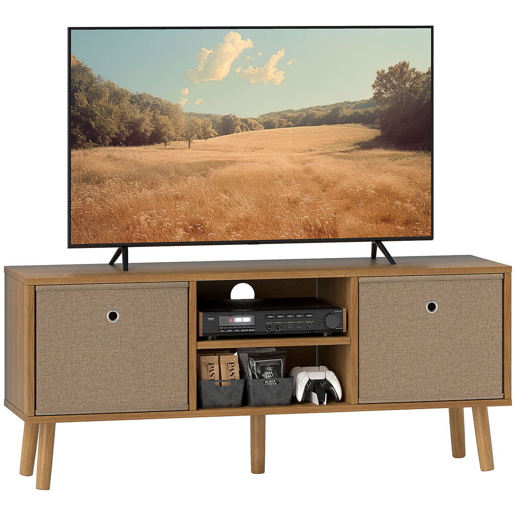DodiOnline TV Cabinet Stand Unit for TVs up to 50'' with Foldable Drawers, Entertainment Centre for Living Room Brown
