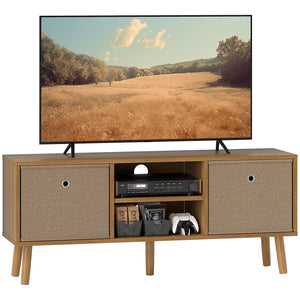 DodiOnline TV Cabinet Stand Unit for TVs up to 50'' with Foldable Drawers, Entertainment Centre for Living Room Brown