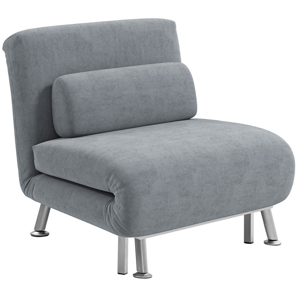 DodiOnline Single Velvet-Feel Sleeper Chair - Grey
