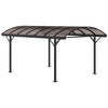 DodiOnline 5 x 3(m) Hardtop Gazebo Aluminium Pavilion Carport Garden Shelter Pergola with Polycarbonate Roof, Brown