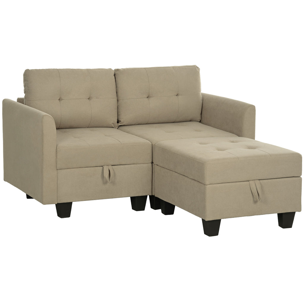 DodiOnline 'L' Shape Modular Storage Sofa - Light Brown