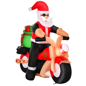 DodiOnline 5.5ft Christmas Inflatable Santa Claus Riding a Motorcycle Blow Up Decoration Xmas Décor for Garden