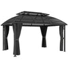DodiOnline 4 x 3m Aluminium Frame Hard Gazebo, with Accessories - Black
