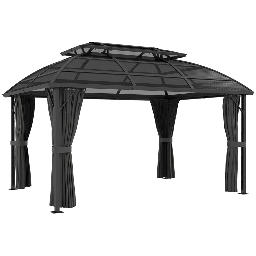 DodiOnline 4 x 3m Aluminium Frame Hard Gazebo, with Accessories - Black