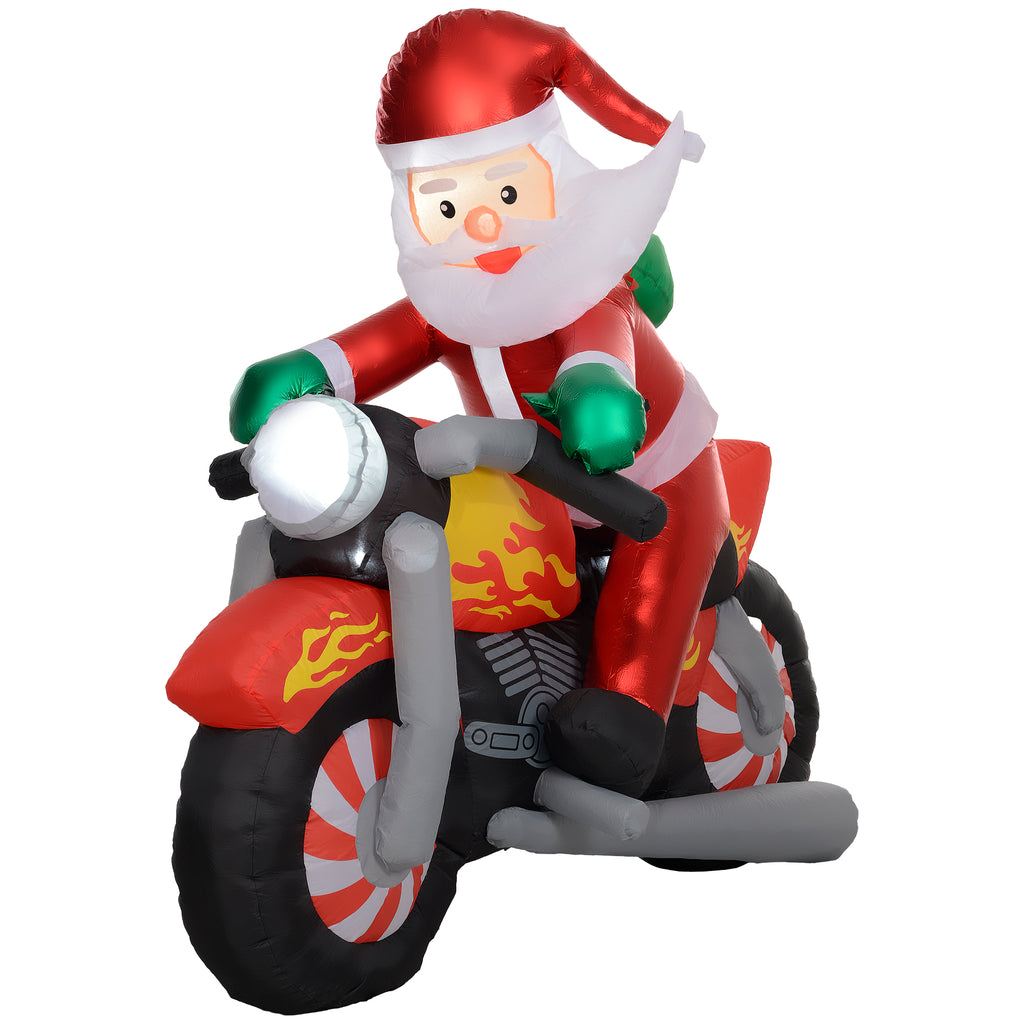 DodiOnline 5.6ft Inflatable Santa Claus Motorcycle Decoration