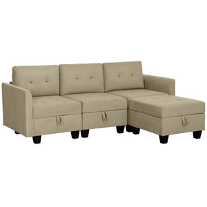 DodiOnline 'L' Shape Modular Sofa, with Storage - Light Brown