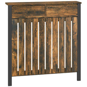 DodiOnline 93 x 88.5cm Rustic-Look Radiator Cover - Brown/Black