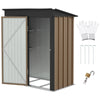 DodiOnline Metal Garden Shed, Outdoor Lean-to Shed for Tool Motor Bike, with Adjustable Shelf, Lock, Gloves, 5'x3'x6', Brown