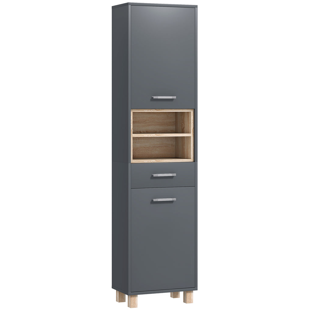 DodiOnline Tall Bathroom Storage Cabinet, Bathroom Storage Unit, Freestanding Bathroom Cabinet with Open Shelves and Drawer
