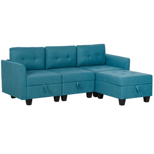 DodiOnline 'L' Shape Modular Sofa, with Storage - Light Blue