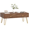 DodiOnline Coffee Table with Storage, Living Room Table with Drawers, Rectangular Tea Table with Steel Base for Home, 100 x 50 x 41 cm, Brown