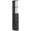 DodiOnline Tall Bathroom Cabinet, Freestanding Bathroom Storage Cabinet with 2-Tier Shelf and Drawers, Narrow Cupboard Storage Unit, Brown