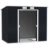 DodiOnline Outdoor Lean to Garden Metal Equipment Tool Storage Shed w/ Foundation Kit, Double Door, Vents and Sloped Roof, Dark Grey