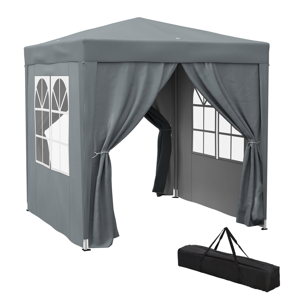 DodiOnline Garden Pop Up Gazebo Marquee Party Tent Canopy with free Carrying Case, Removable 2 Walls, 2 Windows, 2m x 2m, Grey