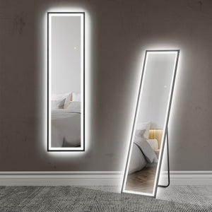 DodiOnline 150 x 40cm Full Length Mirror, with Adjustable Lights - Black