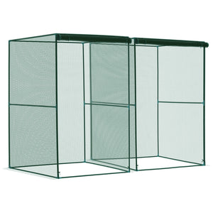 DodiOnline Set of 2 Fruit Cage Bird Netting, Vegetable Plant Protection Tent with Zipped Door, Anti Bird, Insects, Small Animals, 1.2 x 1.2 x 1.8m, Dark Green