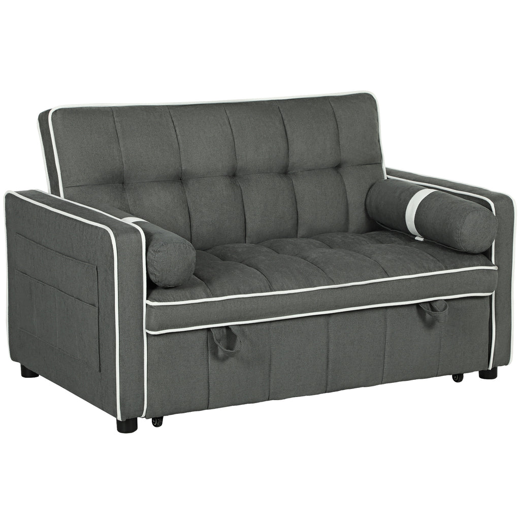 DodiOnline Two-Seater Linen-Look Sofa Bed - Charcoal Grey