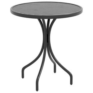 DodiOnline 66cm Patio Table, Round Garden Table, Outdoor Side Table with Steel Frame and Slat Tabletop, Black