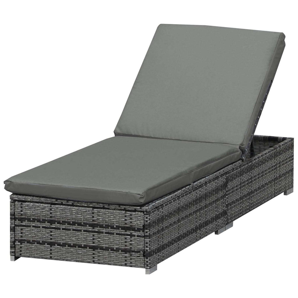 DodiOnline Rattan Outdoor Garden Reclining Sun Lounger Grey