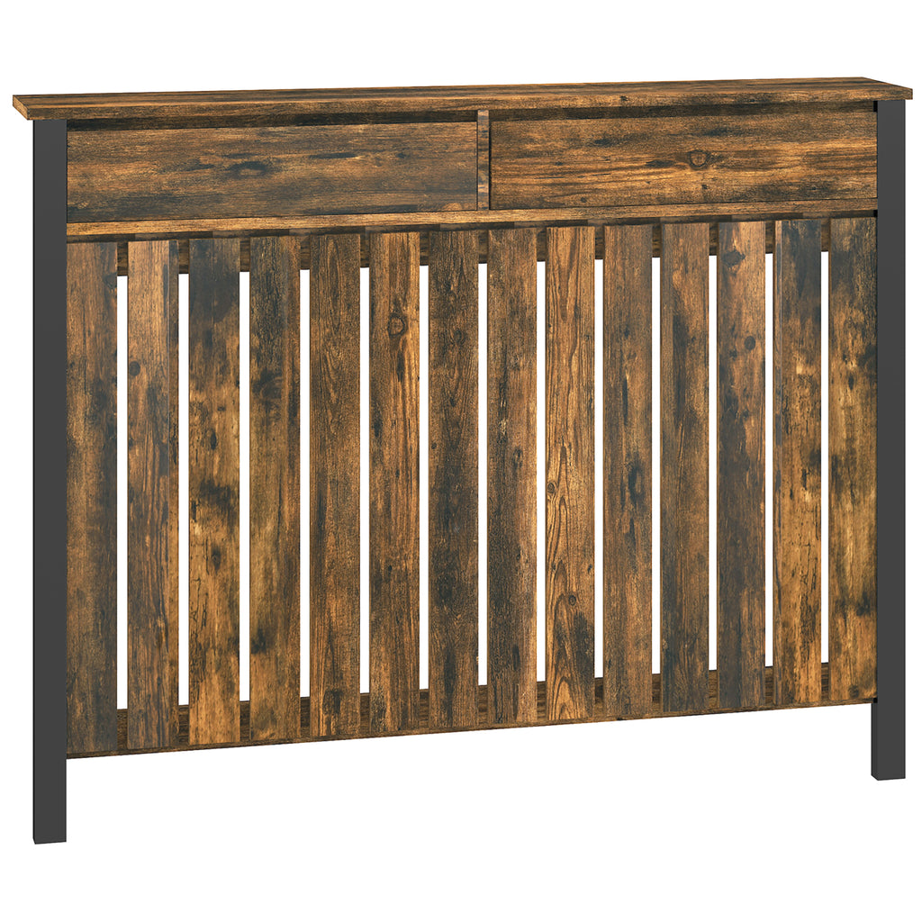 DodiOnline 93 x 119cm Rustic-Look Radiator Cover - Brown/Black