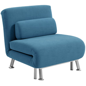 DodiOnline Single Velvet-Feel Sleeper Chair - Blue