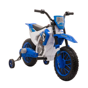 DodiOnline 12V Kids Electric Motorcycle Ride-On, with Training Wheels, for Ages 3-6 Years - Blue