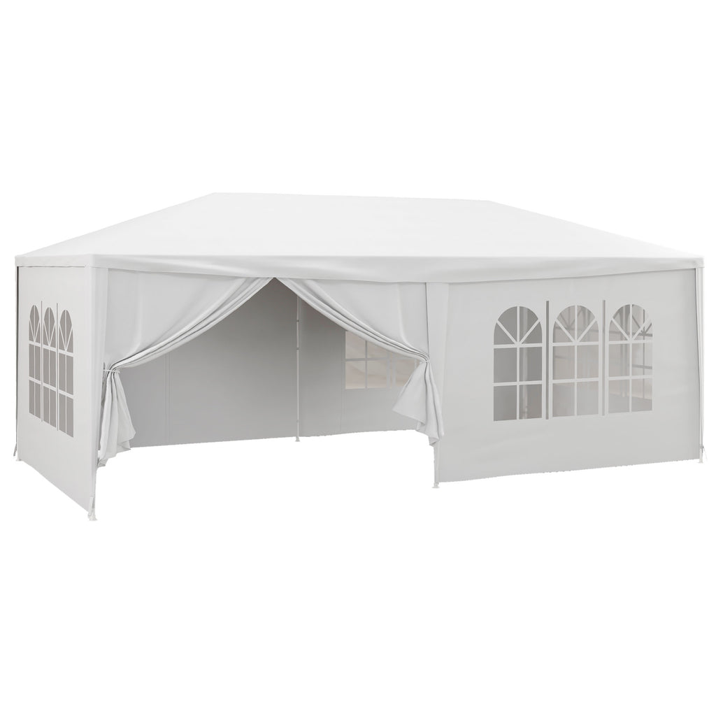 DodiOnline 6 x 3 m Party Tent Wedding Gazebo Outdoor Waterproof PE Canopy Shade with 6 Removable Side Walls