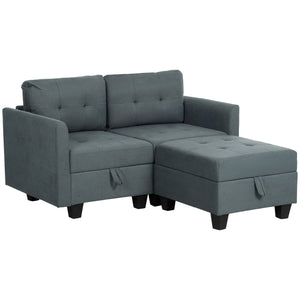 DodiOnline 'L' Shape Modular Storage Sofa - Dark Grey