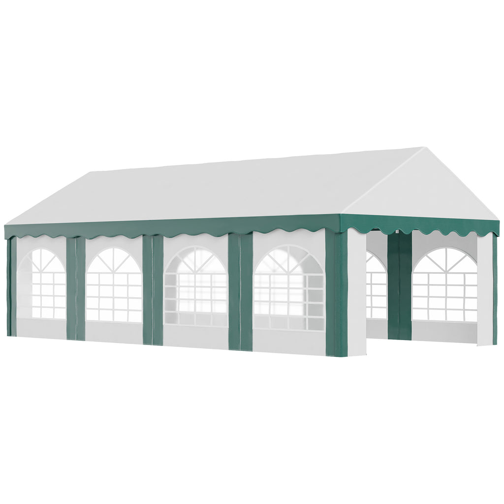 DodiOnline 8 x 4m Garden Gazebo with Sides, Galvanised Marquee Party Tent with Eight Windows and Double Doors, for Parties, Wedding and Events