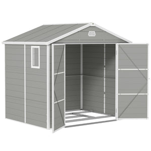 DodiOnline 7.9ft x 6.2ft Aluminium Frame and Plastic Wall Shed, with Foundation - Light Grey