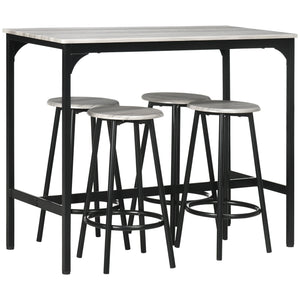 DodiOnline Five-Piece Industrial-Style Bar Table Set - Grey/Black