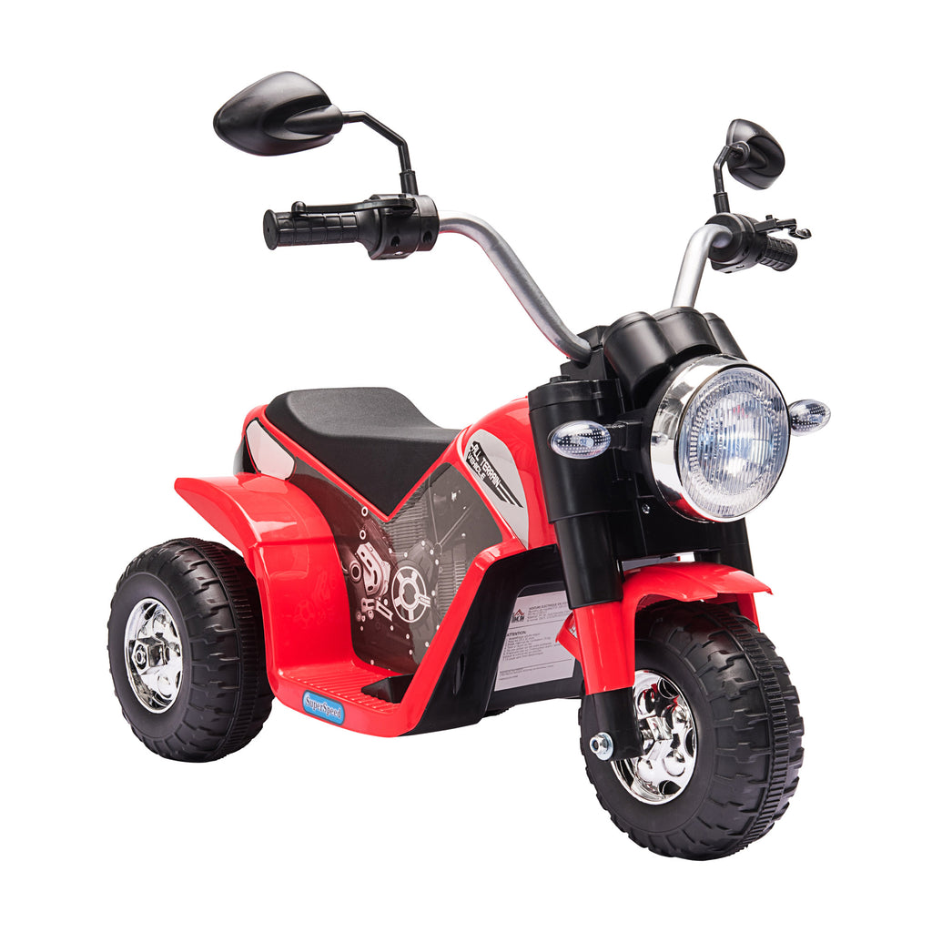 DodiOnline 6V Kids Electric Motorbike 3 Wheels Ride On Toy with Horn Headlights Realistic Sounds for Girl Boy 18 - 36 Months Red