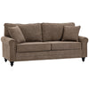 DodiOnline 3 Seater Sofas for Living Room, Fabric Sofa with Nailhead Trim, Cushions and Pillows, Brown
