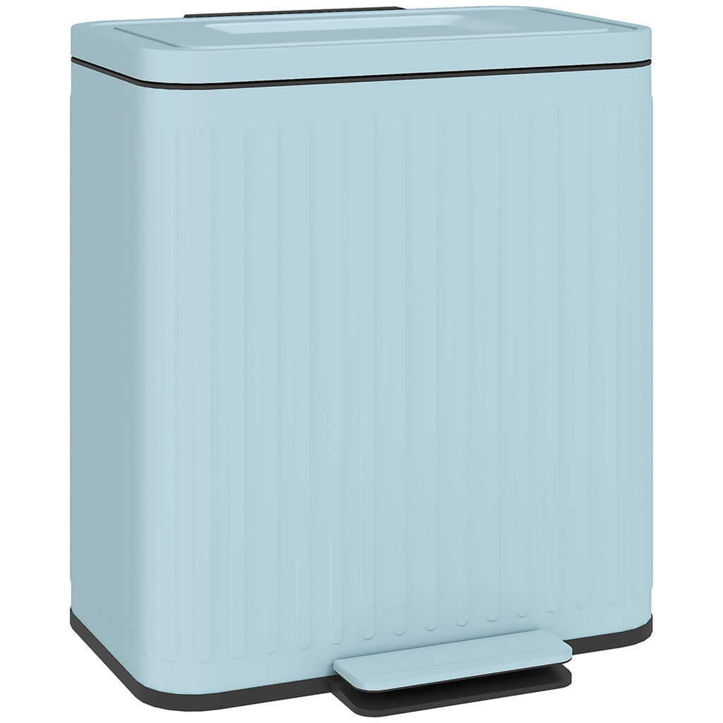 DodiOnline Dual Kitchen Bin, 2 x 20L Double Bin for Recycling and Waste, Fingerprint-proof Pedal Bin with Soft-Close Lid, Removable Inner Buckets, Light Green