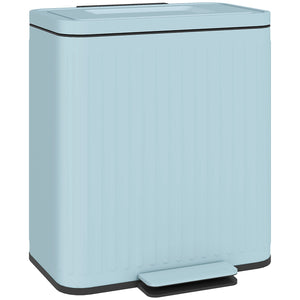 DodiOnline Dual Kitchen Bin, 2 x 20L Double Bin for Recycling and Waste, Fingerprint-proof Pedal Bin with Soft-Close Lid, Removable Inner Buckets, Light Green
