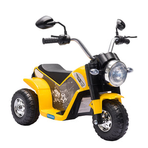 DodiOnline 6V Kids Electric Motorbike 3 Wheels Ride On Toy with Horn Headlights Realistic Sounds for Girl Boy 18 - 36 Months Yellow