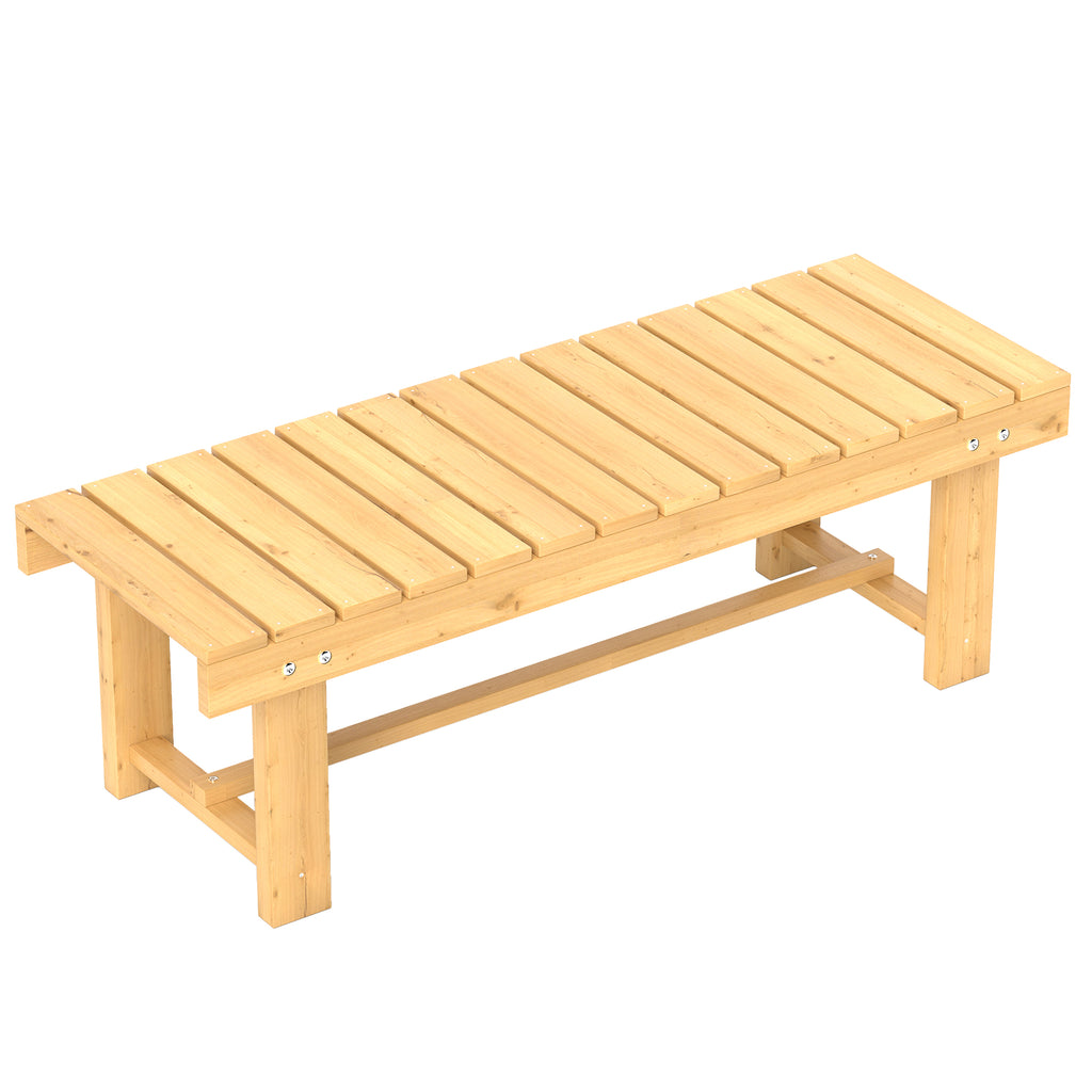 DodiOnline 1 Piece 2-seater Outdoor Indoor Wooden Garden Bench Fir Patio Loveseat, 110L x 38W x 35Hcm, Natural
