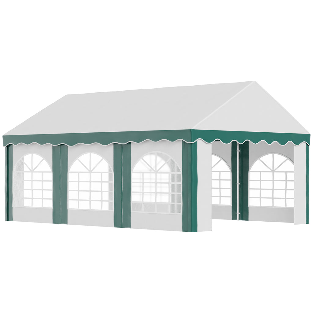 DodiOnline 6 x 4m Garden Gazebo with Sides, Galvanised Marquee Party Tent with Six Windows and Double Doors, for Parties, Wedding and Events