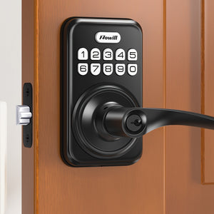 Keyless Entry Door Lock With Handle, Zowill Electronic Keypad Deadbolt Door Locks Handle Lever, Front Door Lock Set, Digital Door Lock, Auto-Locking, Anti-peep Code Door Handle Lock