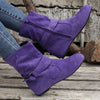 Womens Classic Solid Color Ankle Boots with Round-Toe Design - Fashion Buckle Belt & Side Zipper Closure - Ultra-Comfortable Outdoor Shoes for Stylish Adventures